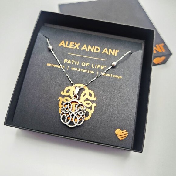NWT Alex and Ani Path of Life Coppure Adjustable Silver Tone Necklace - Picture 1 of 4